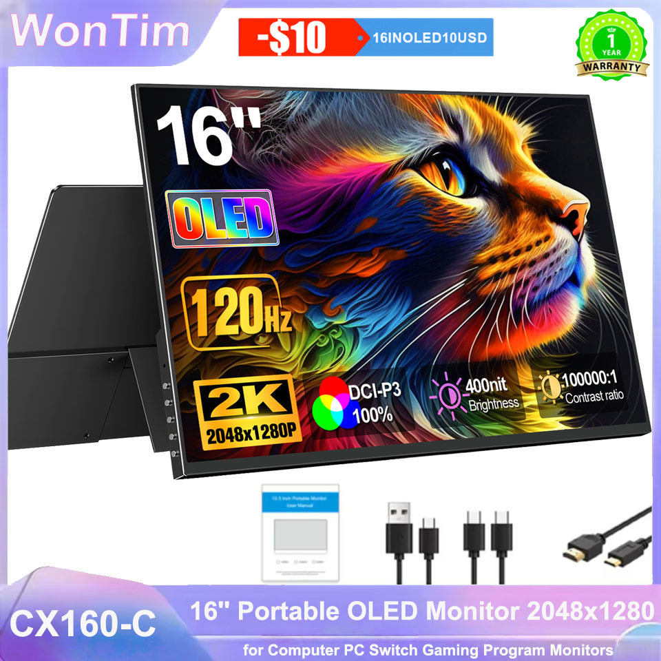 Gaming Console Connect With Phone - WonTim 16.0' 2K OLED 500Nits Przenośny
