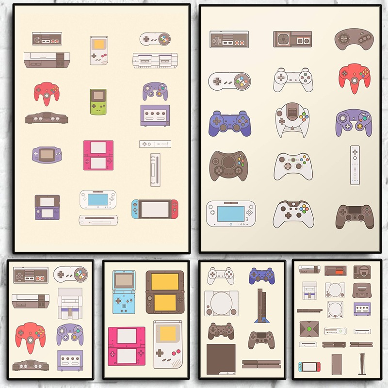 Gaming Console And - Plakat Ewolucja Konsol i Przenośnych Konsol